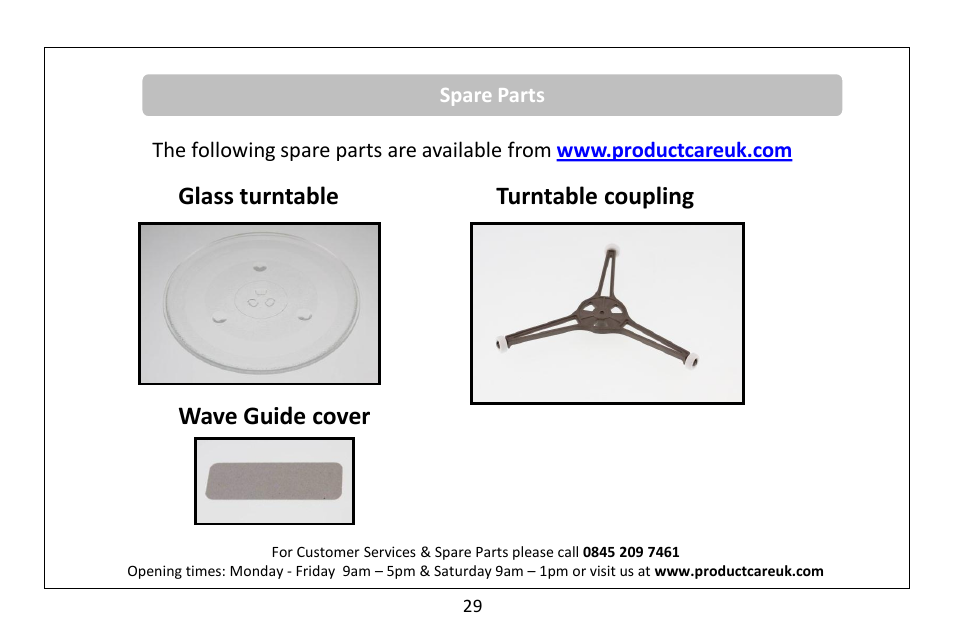 Glass turntable turntable coupling, Wave guide cover | RUSSELL HOBBS RHM2080BR User Manual | Page 31 / 32