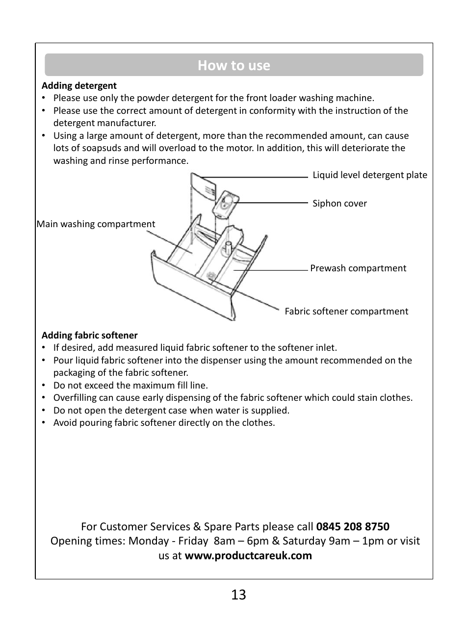 How to use | RUSSELL HOBBS Russel Hobbs Spin Speed Washing Machine RHWM61200B User Manual | Page 14 / 32