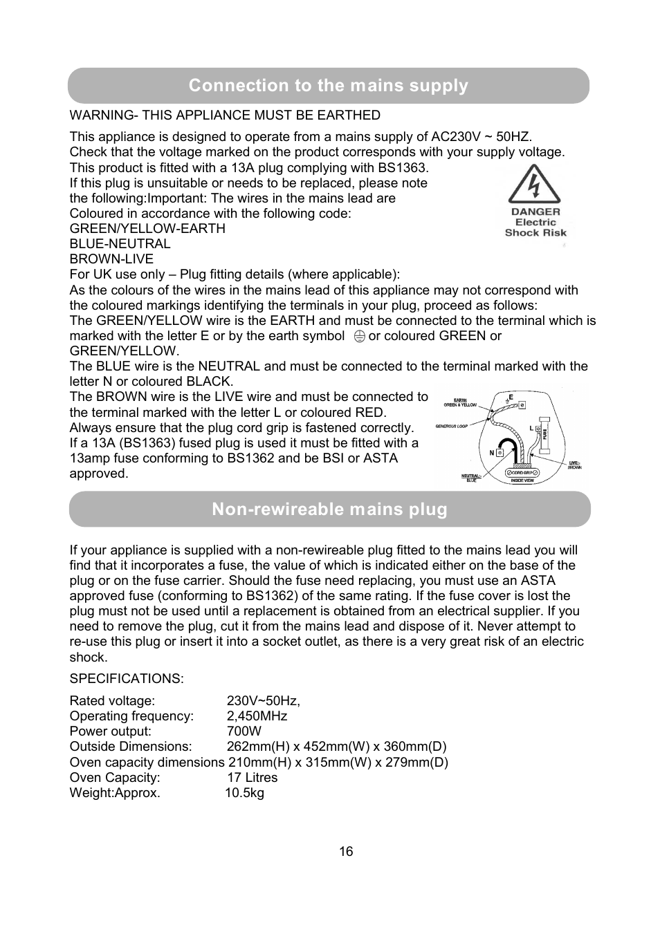 RUSSELL HOBBS RHM1710 User Manual | Page 17 / 18