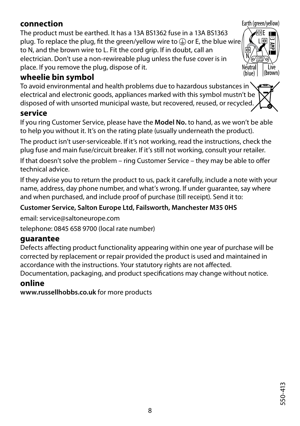 RUSSELL HOBBS none User Manual | Page 8 / 8