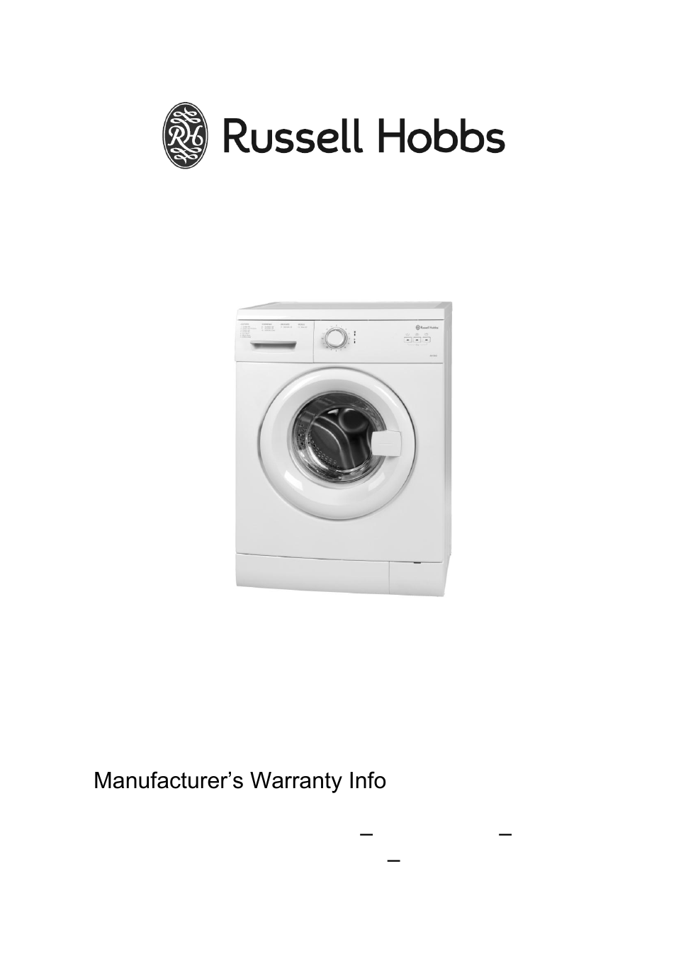 RUSSELL HOBBS Washing Machine RH1042 User Manual | 22 pages