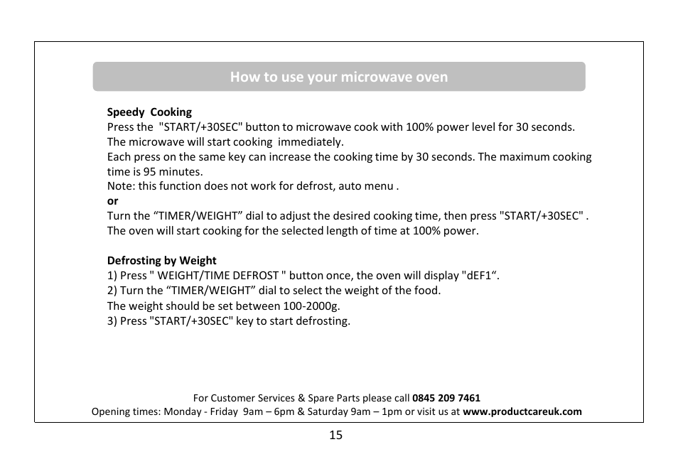 How to use your microwave oven | RUSSELL HOBBS 20 Litre Microwave Oven RHM2063B User Manual | Page 16 / 32