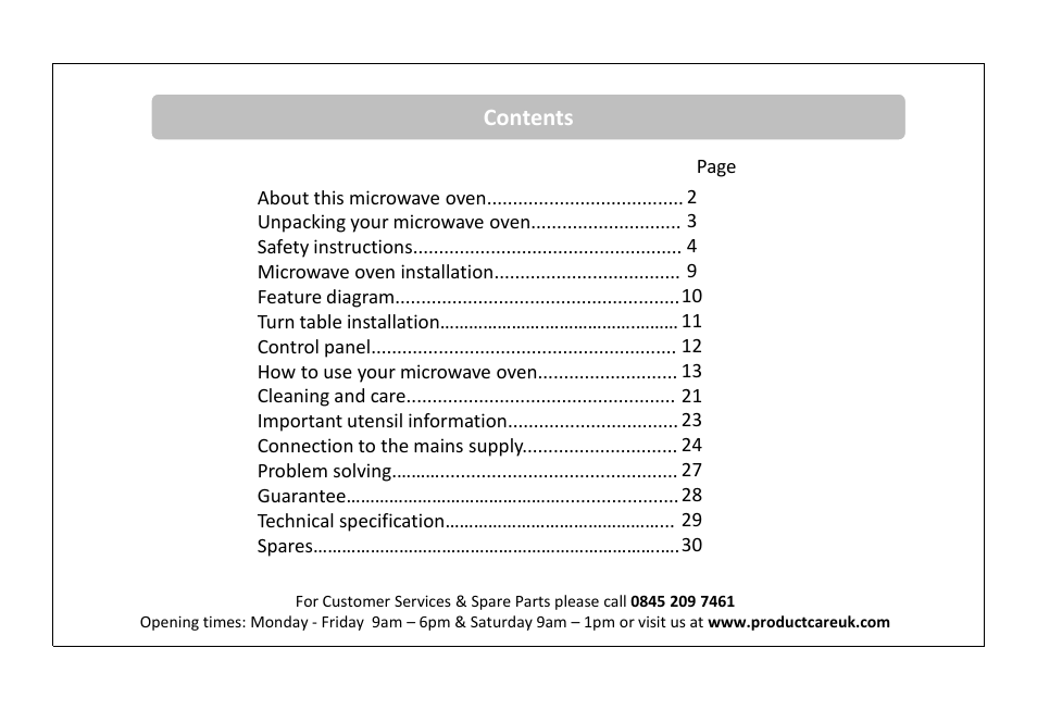 RUSSELL HOBBS 20 Litre Microwave Oven RHM2063B User Manual | Page 2 / 32