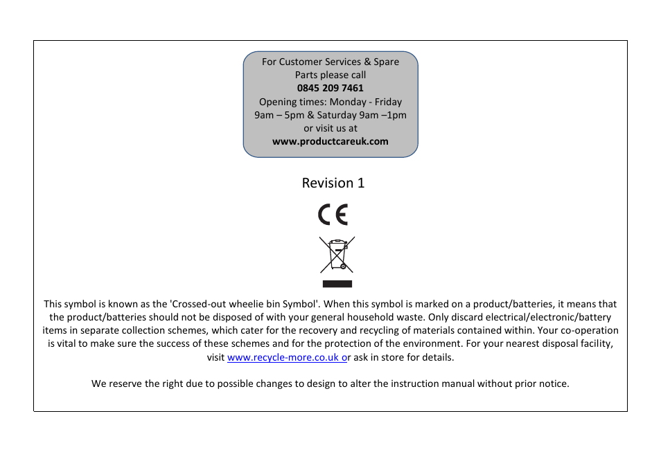 Revision 1 | RUSSELL HOBBS 20 Litre Microwave Oven RHM2063B User Manual | Page 32 / 32