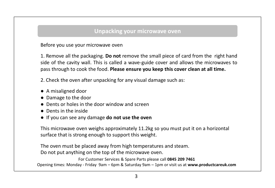 Unpacking your microwave oven | RUSSELL HOBBS 20 Litre Microwave Oven RHM2063B User Manual | Page 4 / 32