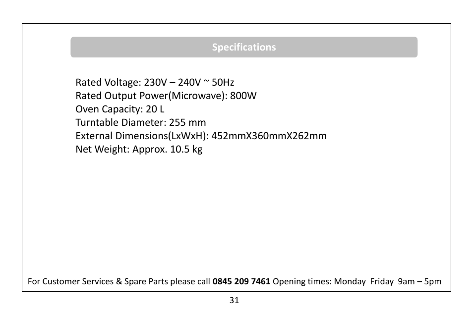 RUSSELL HOBBS 20 Litre microwave oven RHM2041S User Manual | Page 33 / 36