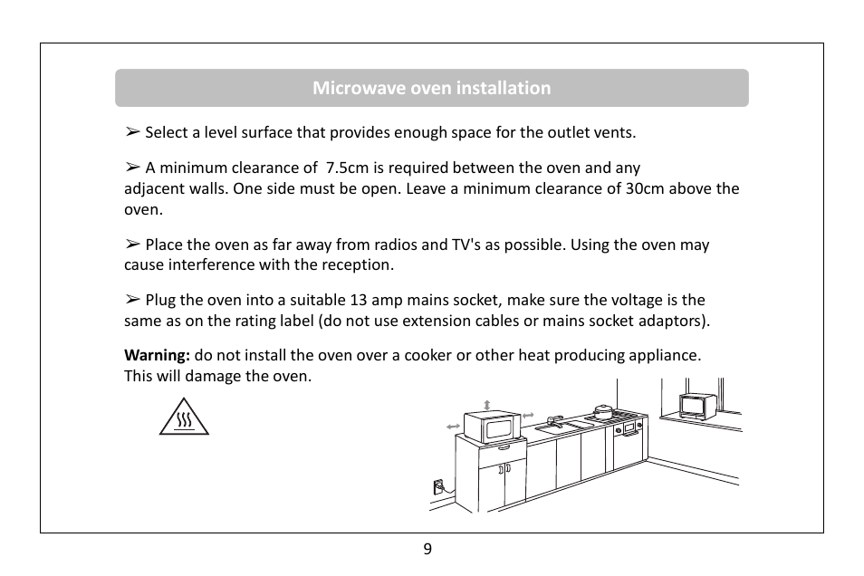 Microwave oven installation | RUSSELL HOBBS 20 Litre microwave oven RHM2061B User Manual | Page 10 / 24