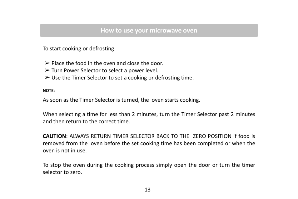 How to use your microwave oven | RUSSELL HOBBS 20 Litre microwave oven RHM2061B User Manual | Page 14 / 24