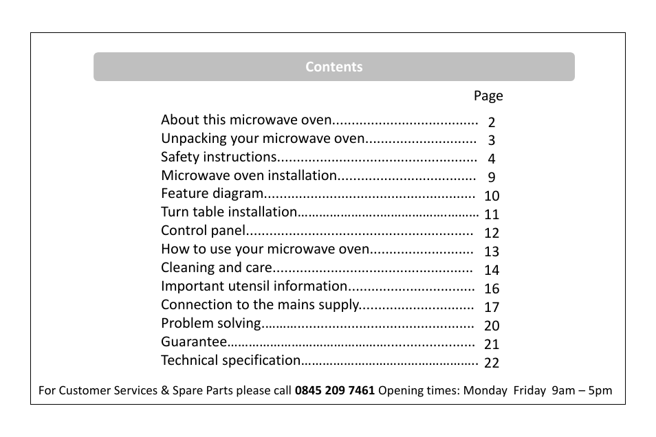 RUSSELL HOBBS 20 Litre microwave oven RHM2061B User Manual | Page 2 / 24