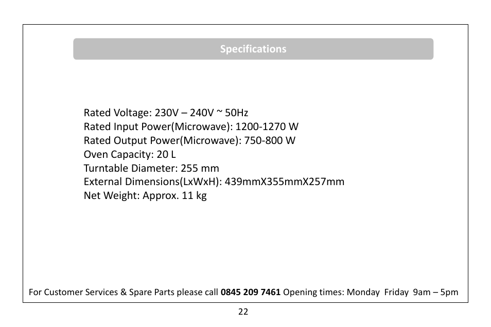 RUSSELL HOBBS 20 Litre microwave oven RHM2061B User Manual | Page 23 / 24