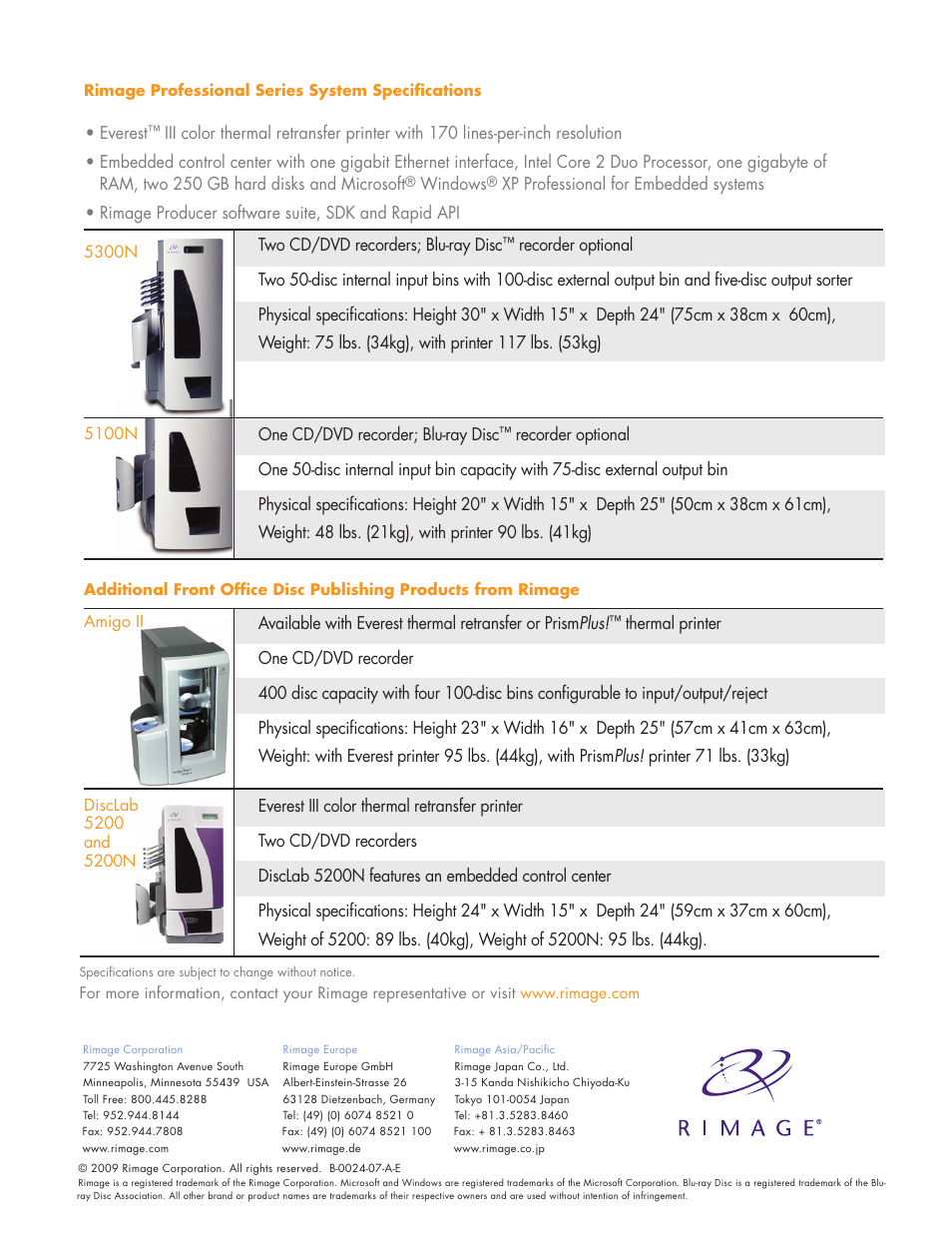 Rimage Professional 5100N User Manual | Page 4 / 4