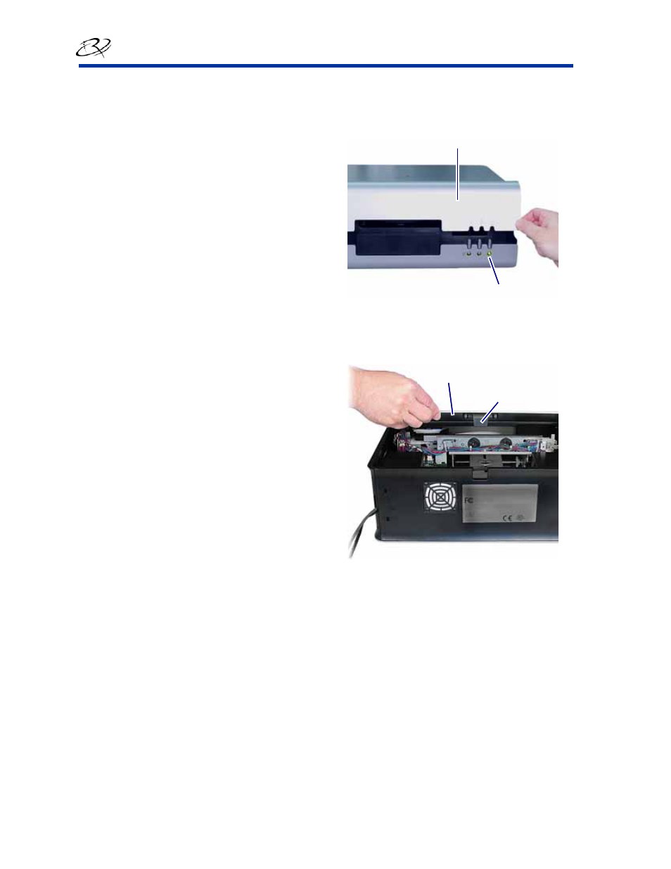 Open the ink cartridge access door, Open the printer service door | Rimage 480i User Manual | Page 16 / 28