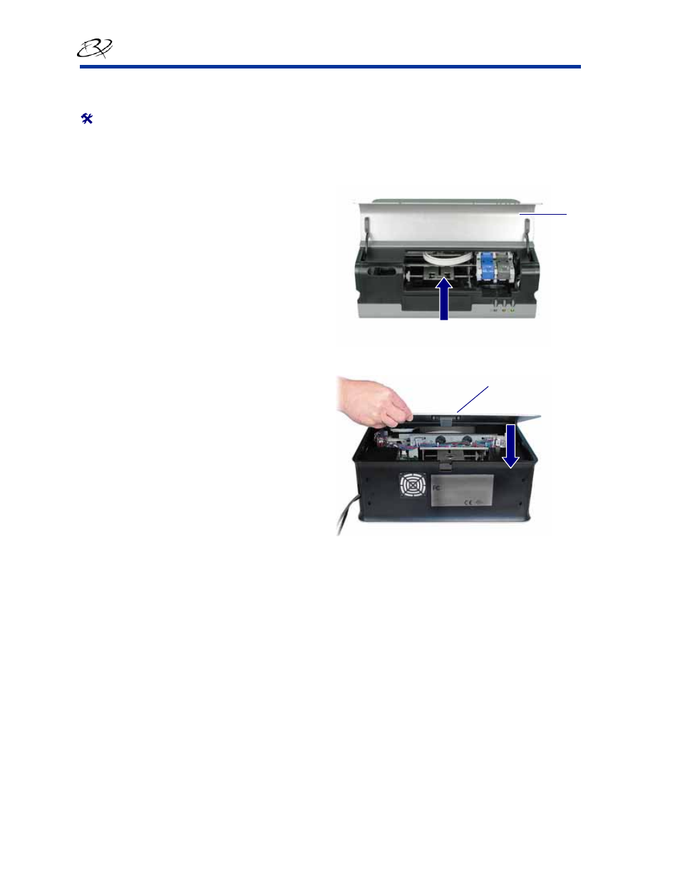 Remove dust from the rimage 480i printer, E 22, Remove dust from the rimage 480i | Printer, Ge 22 | Rimage 480i User Manual | Page 26 / 28