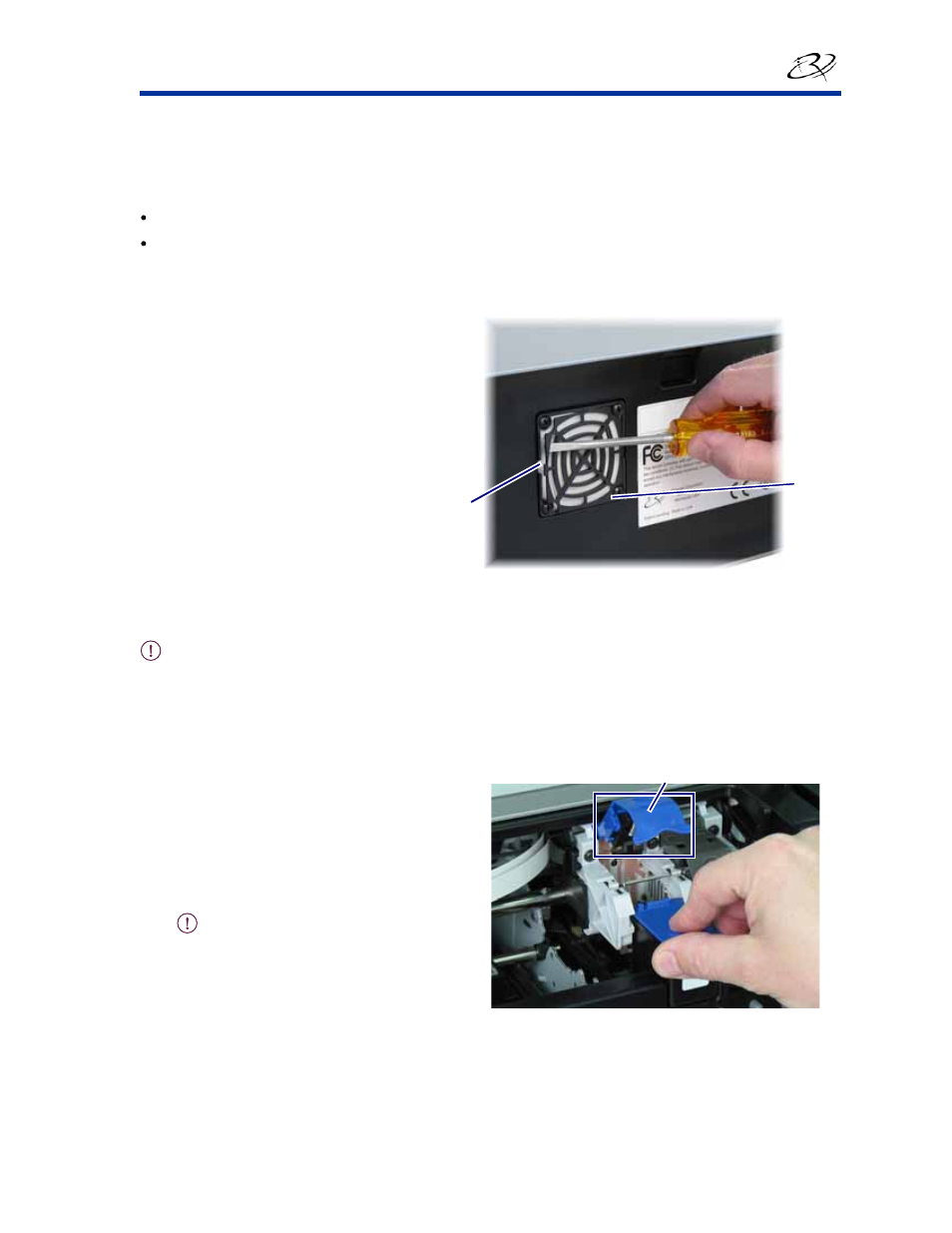 Replace consumables, Replace the fan filter, Replace the ink cartridges | Refer to the, Replace, The ink cartridges, E 23 | Rimage 480i User Manual | Page 27 / 28