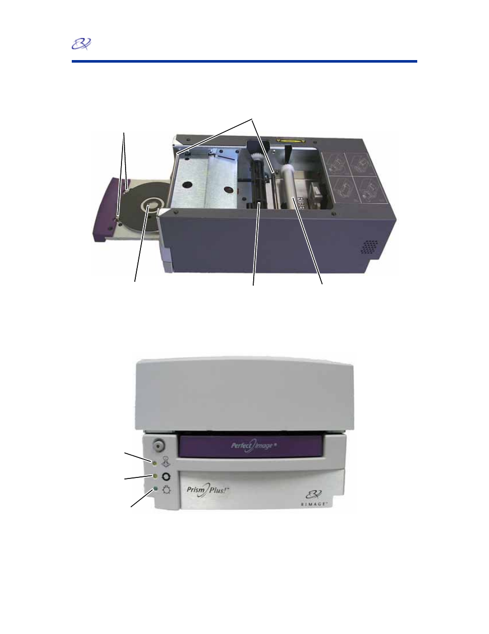 Identify the parts of the prismplus, Front view, Control panel | Identify the parts of the prism plus | Rimage Prism CDPR11 User Manual | Page 8 / 27