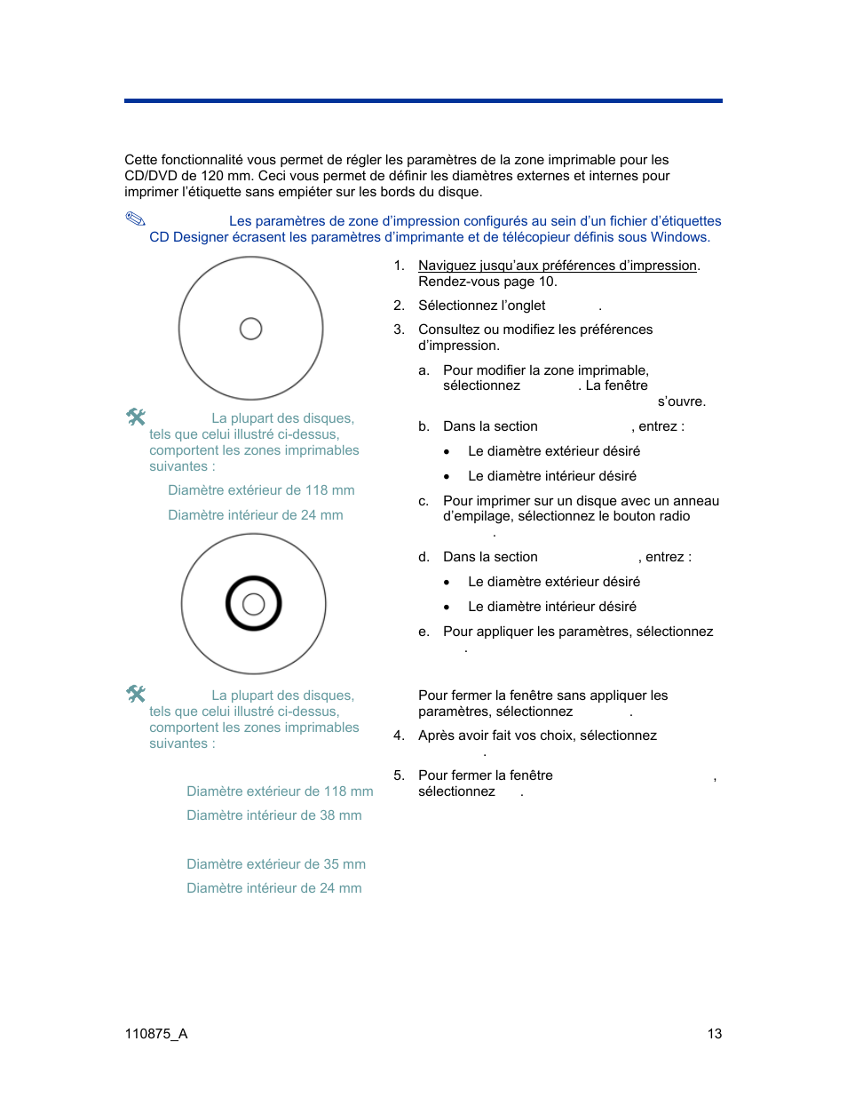 Définition de la zone d’impression (pc) | Rimage Everest III User Manual | Page 183 / 246