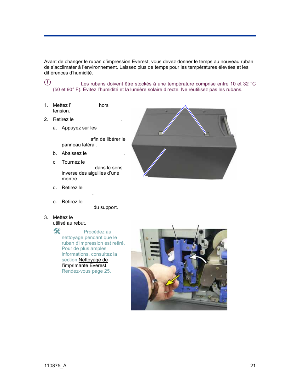 Changement du ruban d’impression | Rimage Everest III User Manual | Page 191 / 246