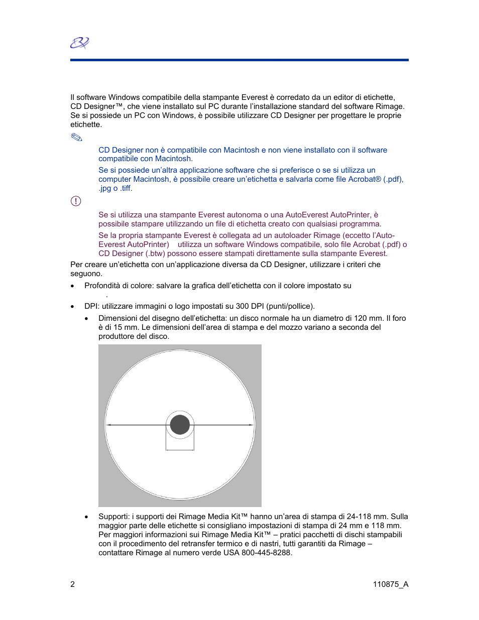 Requisiti del modello di etichetta | Rimage Everest III User Manual | Page 213 / 246