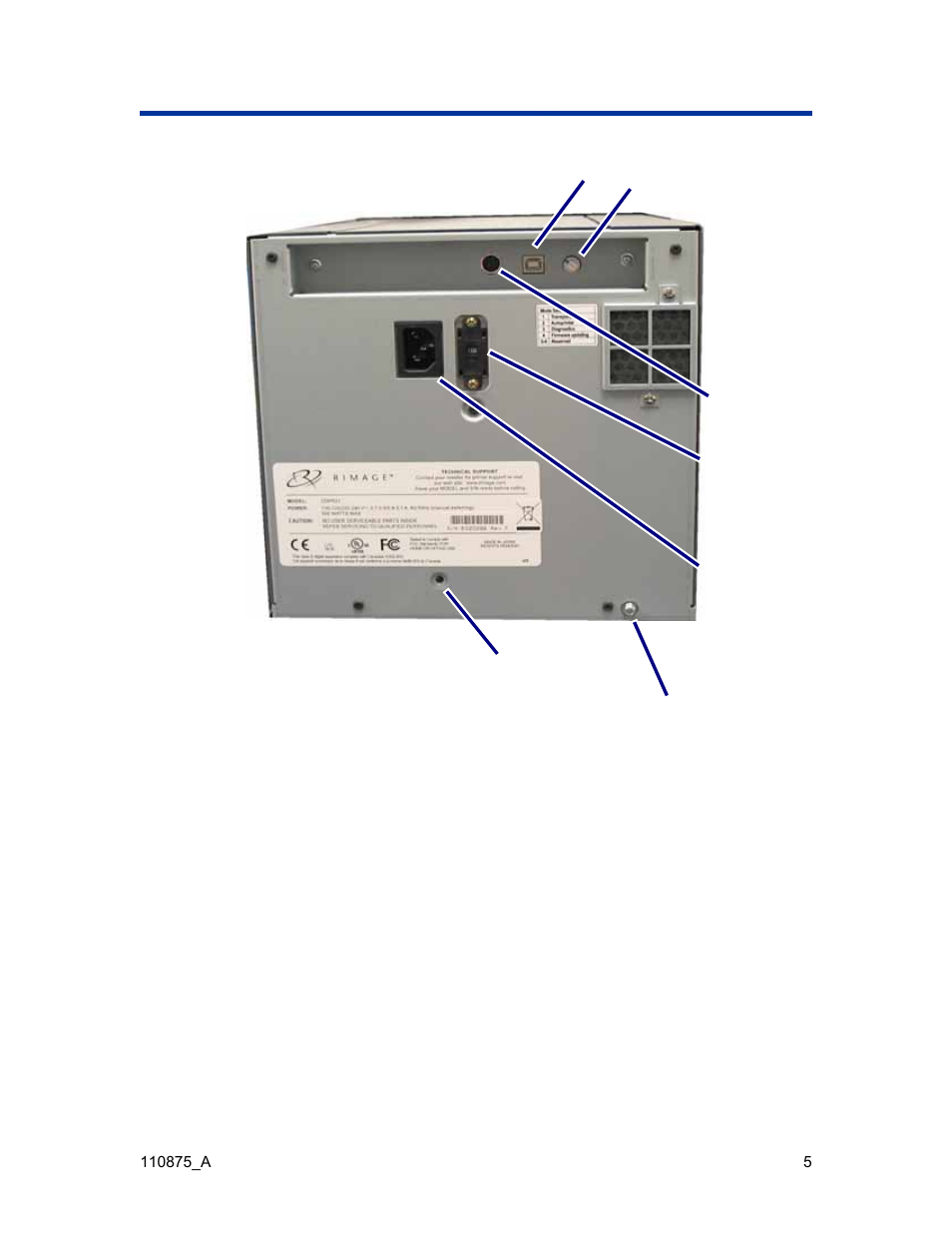 Vista posteriore | Rimage Everest III User Manual | Page 216 / 246