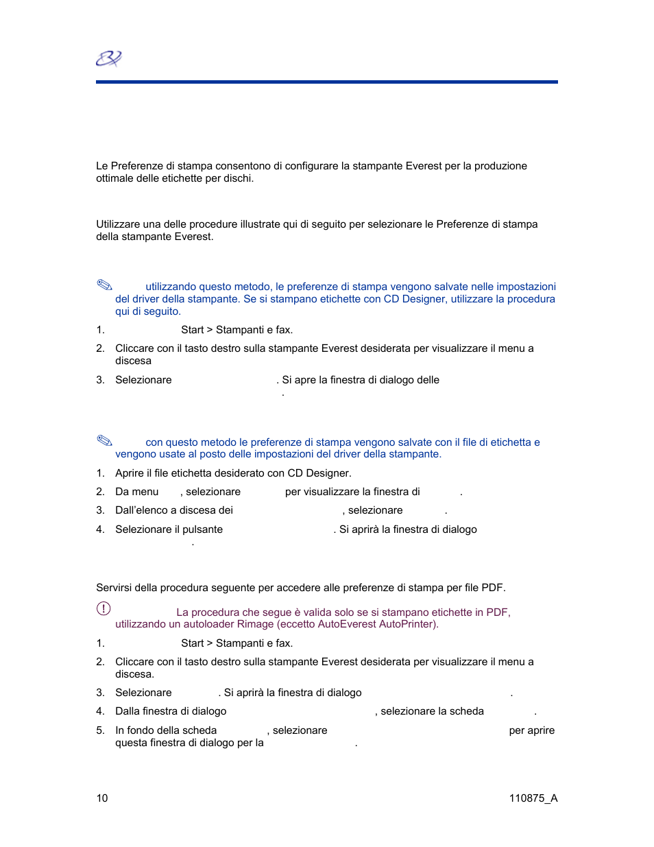 Aprire le preferenze di stampa (pc) | Rimage Everest III User Manual | Page 221 / 246