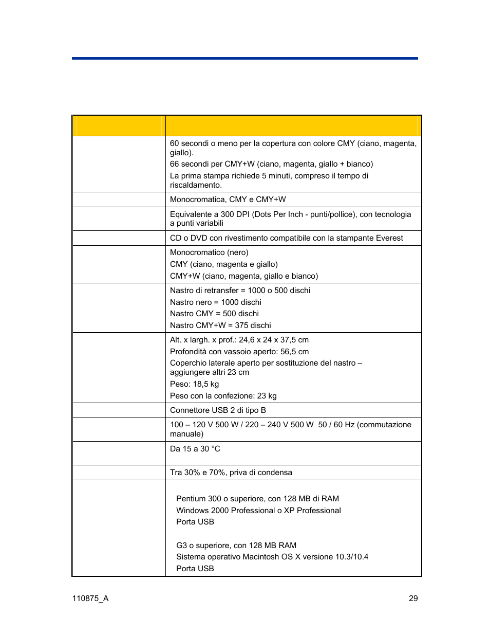 Ulteriori informazioni, Specifiche della stampante everest | Rimage Everest III User Manual | Page 240 / 246