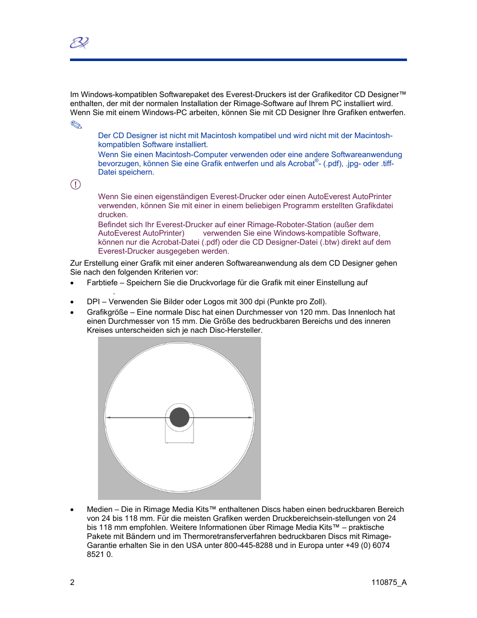 Anforderungen an das grafikdesign | Rimage Everest III User Manual | Page 49 / 246