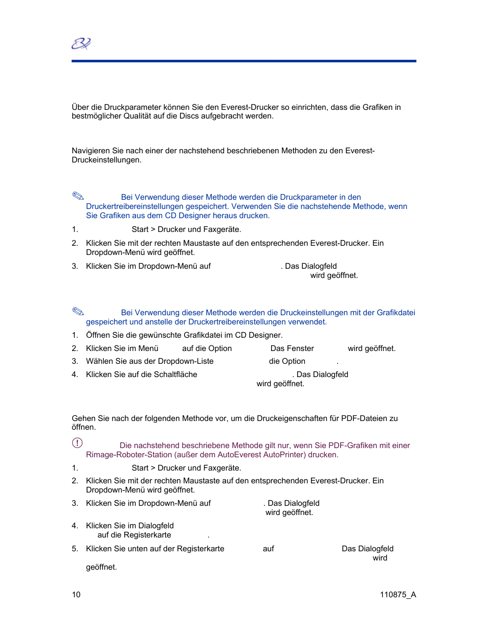 Druckparameter auf einem windows-pc einstellen, Zu den druckeinstellungen navigieren (pc) | Rimage Everest III User Manual | Page 57 / 246