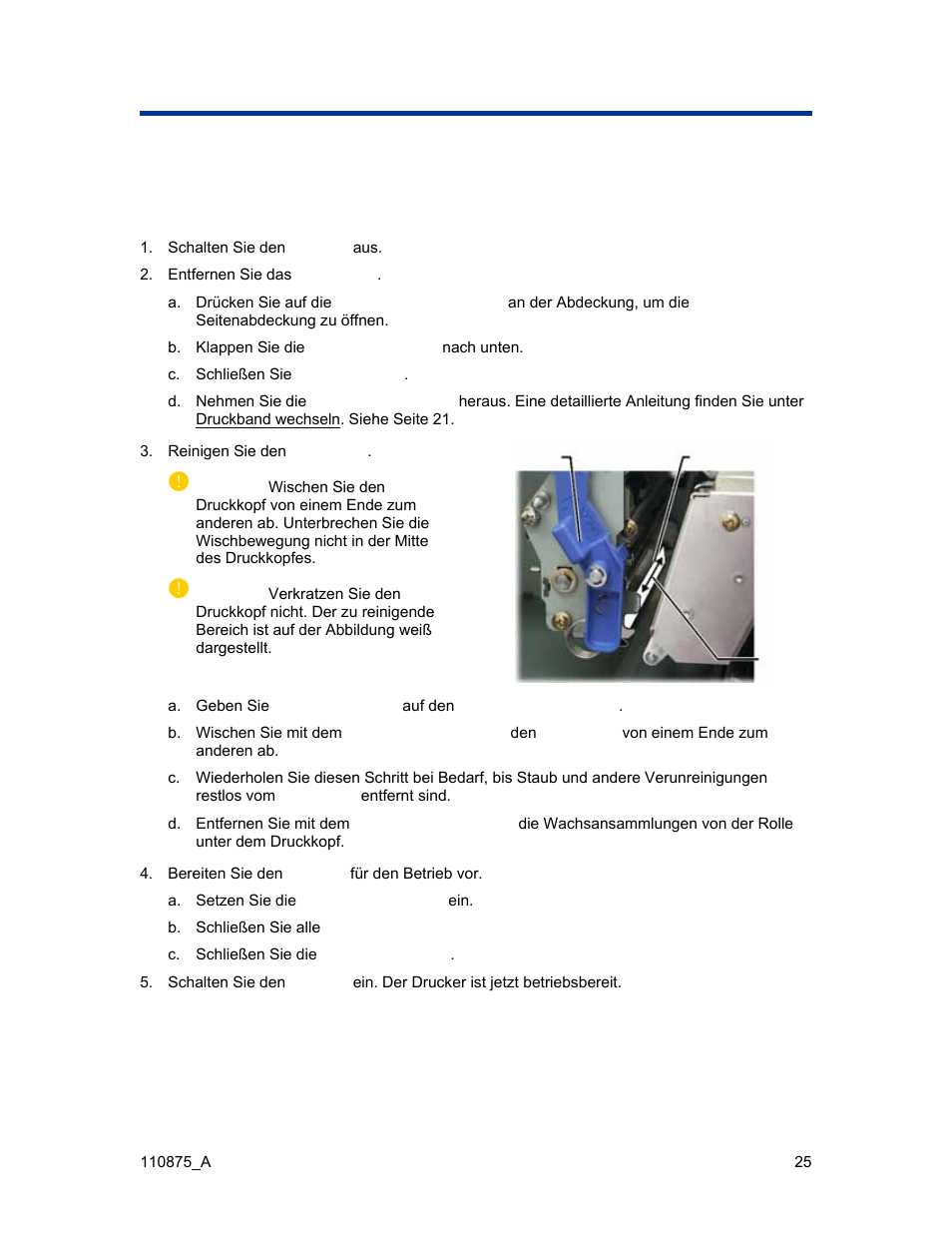 Everest-drucker reinigen, Druckkopf mit dem everest-reinigungskit reinigen, Everest | Drucker reinigen, Siehe, Seite 25 | Rimage Everest III User Manual | Page 72 / 246