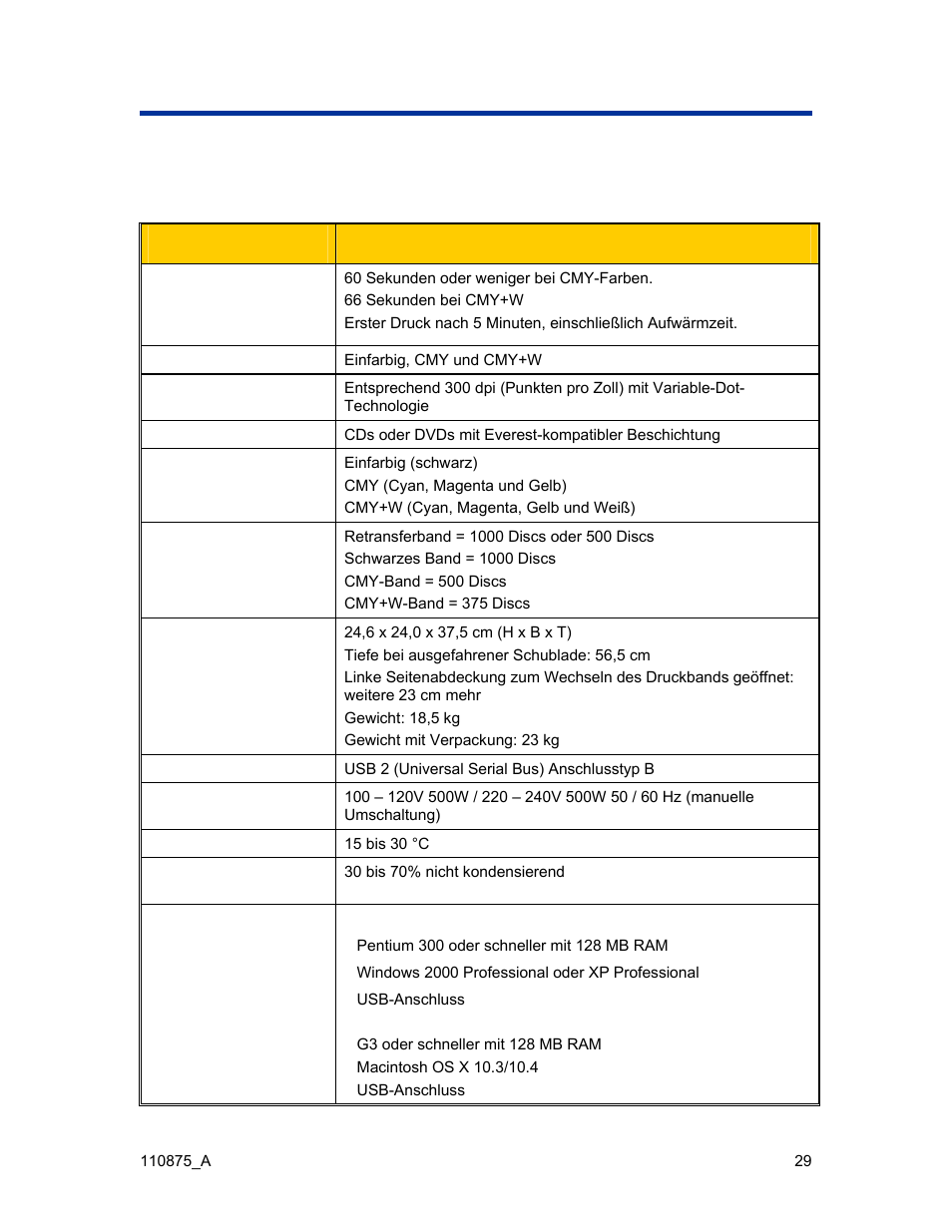 Weitere informationen, Everest-druckerspezifikationen | Rimage Everest III User Manual | Page 76 / 246