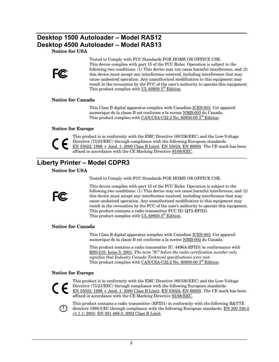 Liberty printer – model cdpr3 | Rimage 110716-000 User Manual | Page 2 / 29