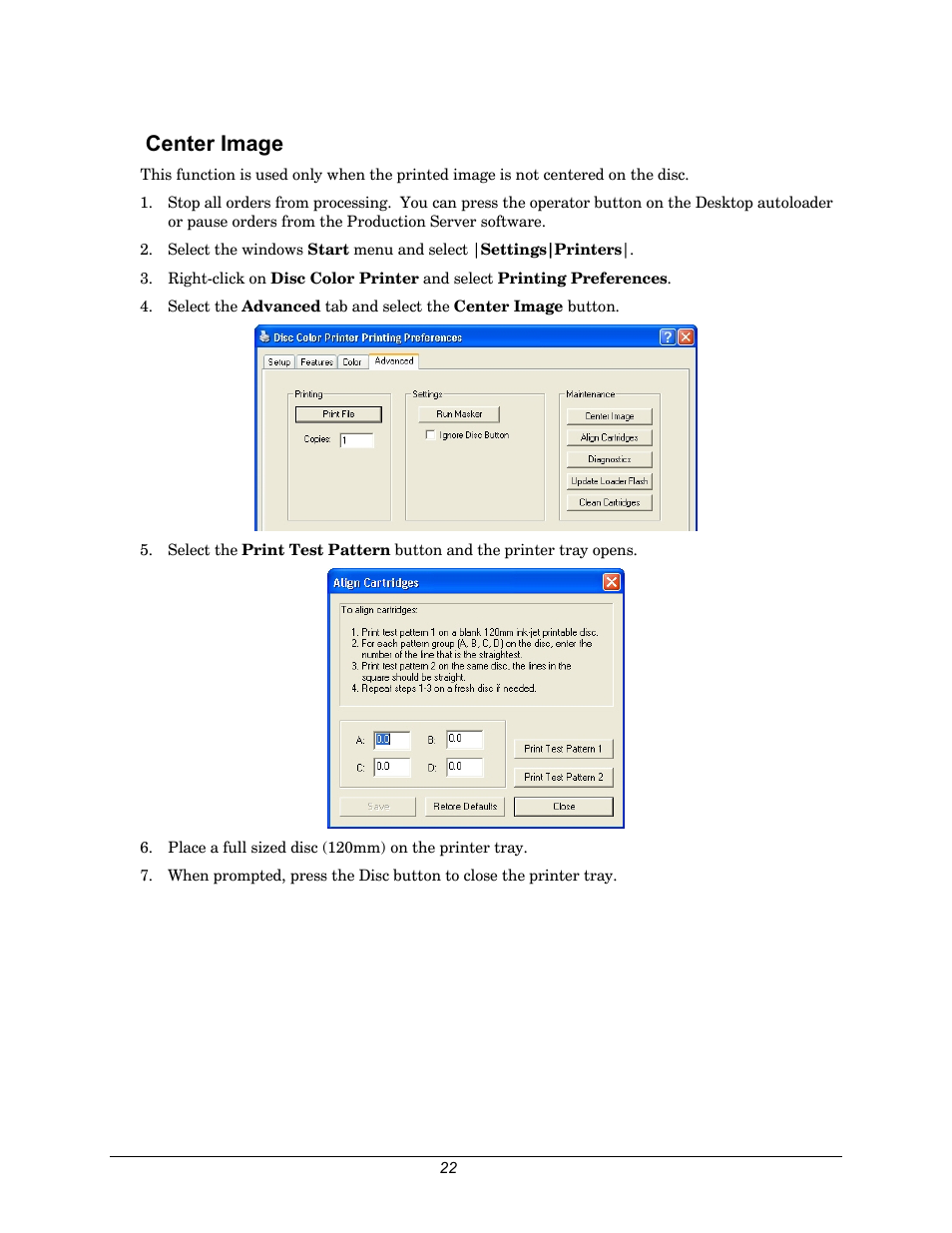 Center image | Rimage 110716-000 User Manual | Page 22 / 29