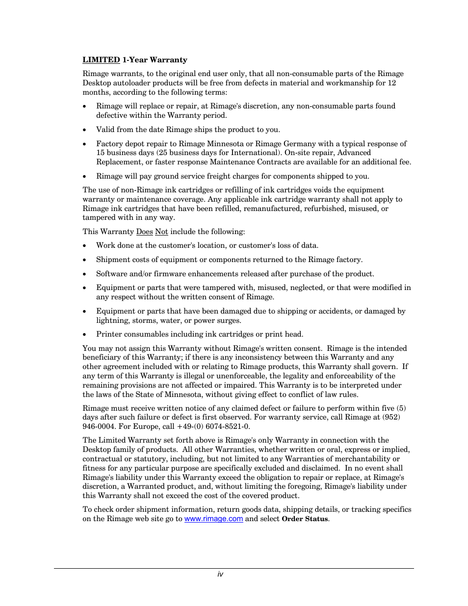 Rimage 110716-000 User Manual | Page 4 / 29