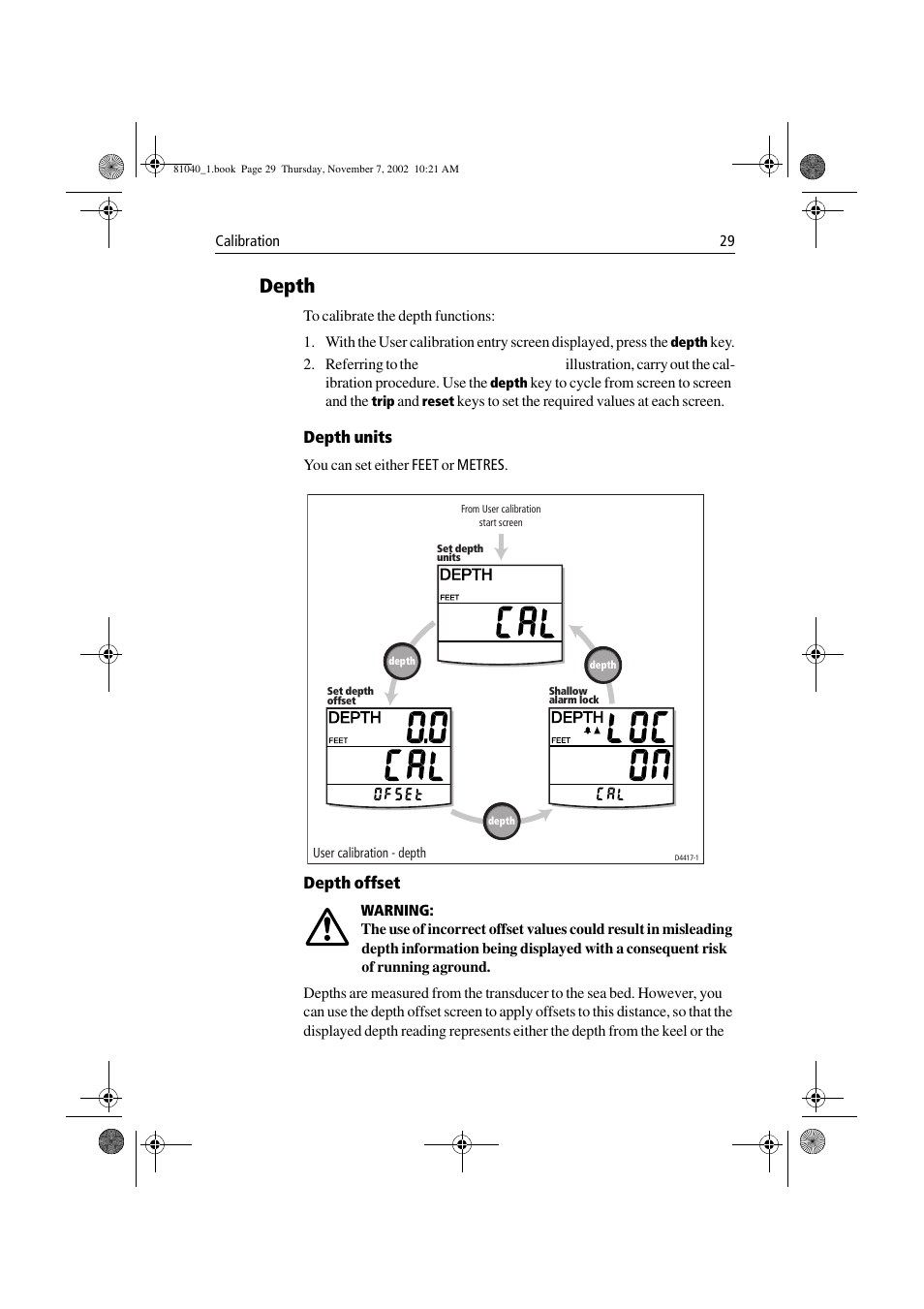 Depth | Raymarine ST60 Tridata User Manual | Page 41 / 58