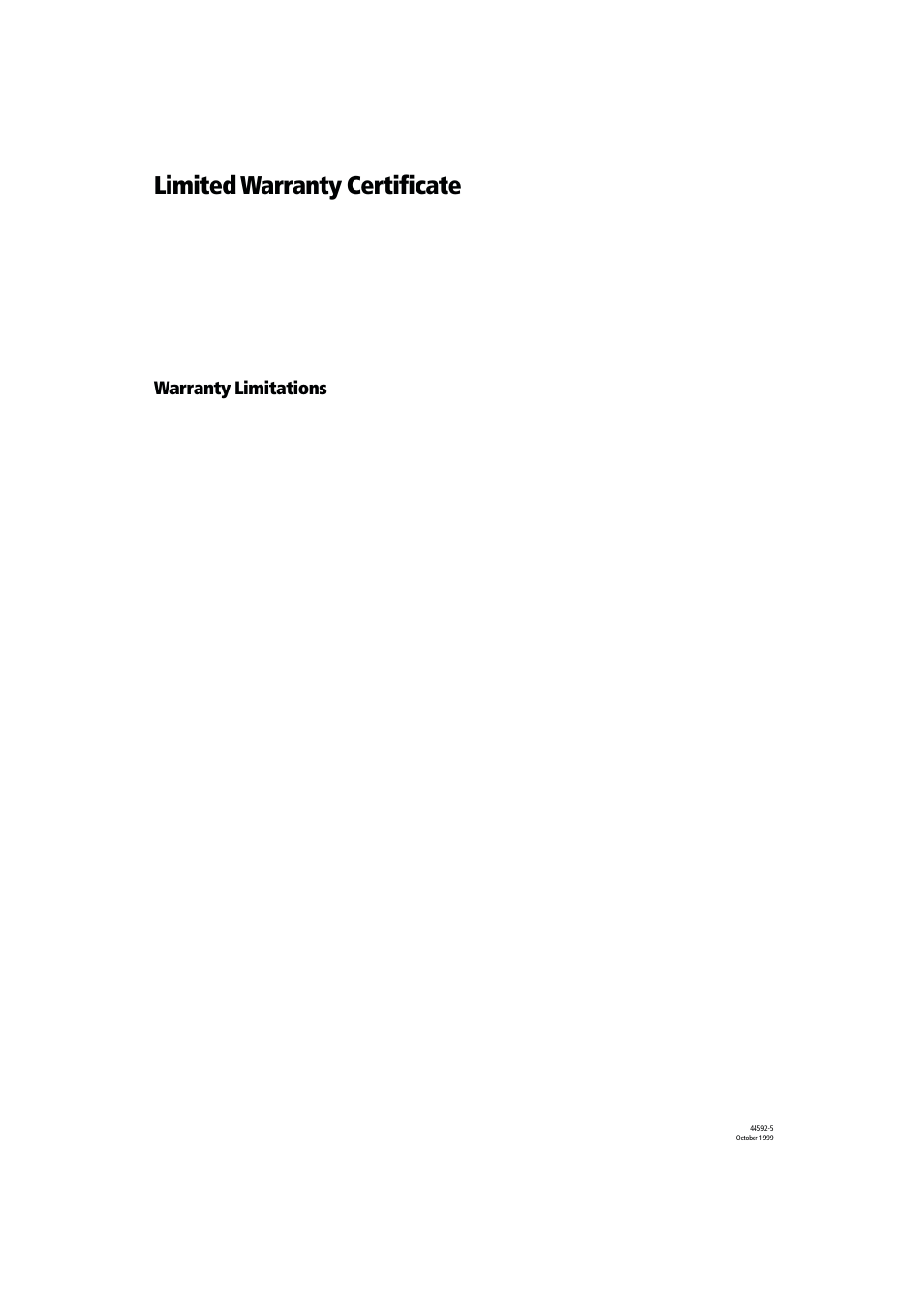 Limited warranty certificate, Warranty limitations | Raymarine RAYCHART 420D User Manual | Page 100 / 101
