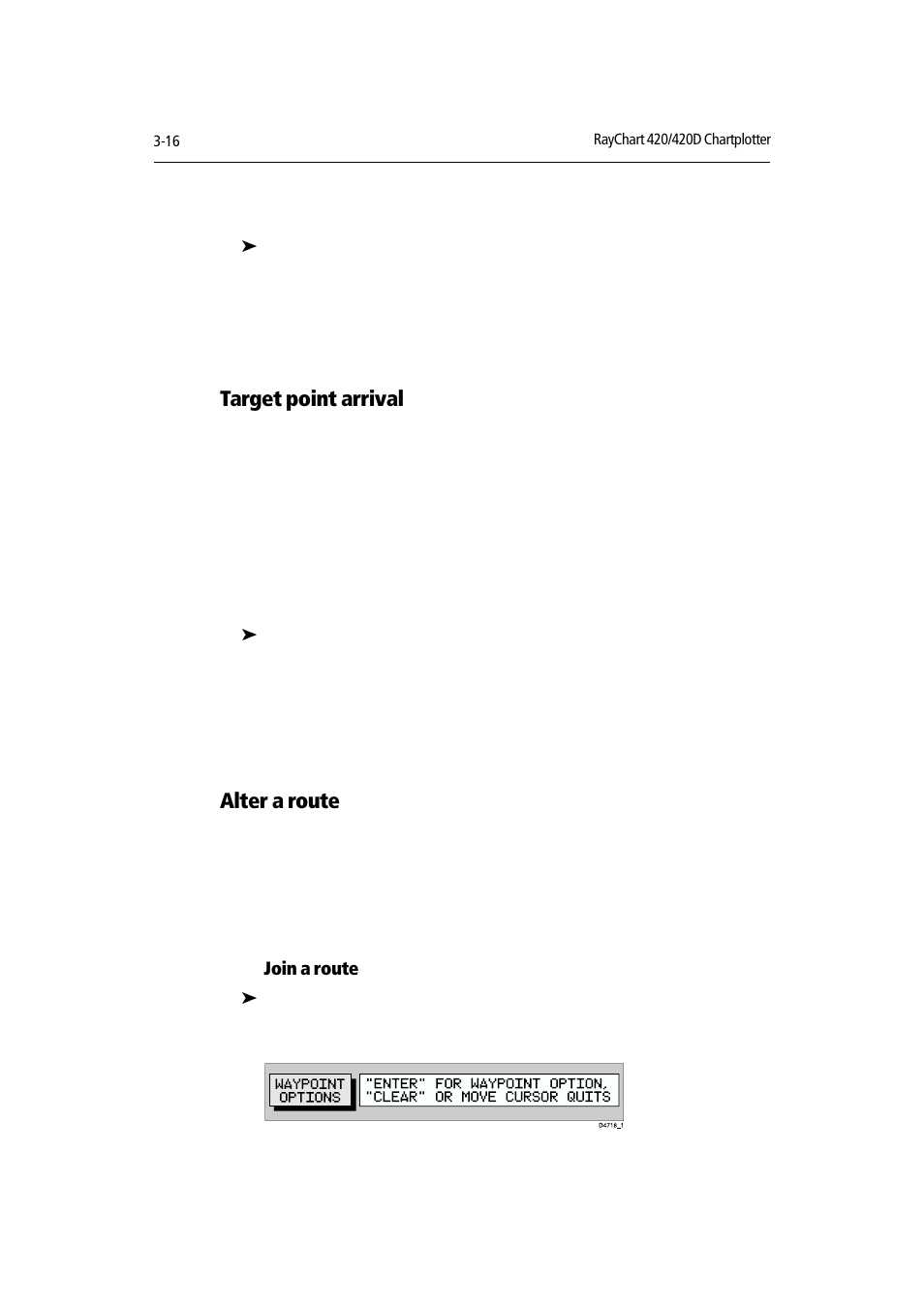Target point arrival, Alter a route | Raymarine RAYCHART 420D User Manual | Page 47 / 101