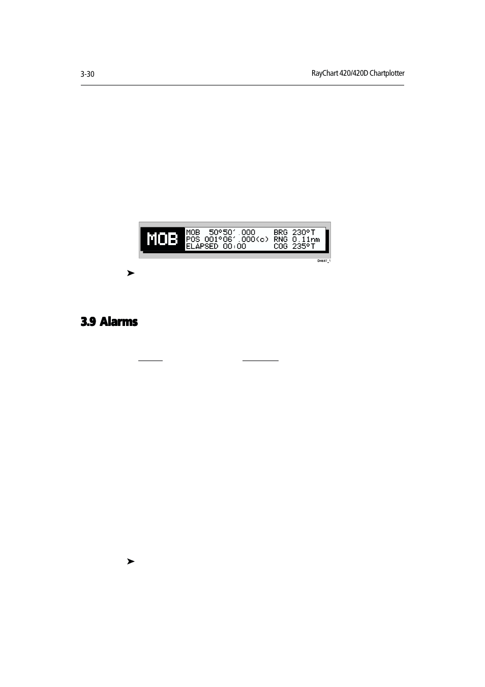 9 3.9 alarms alarms alarms alarms alarms | Raymarine RAYCHART 420D User Manual | Page 61 / 101