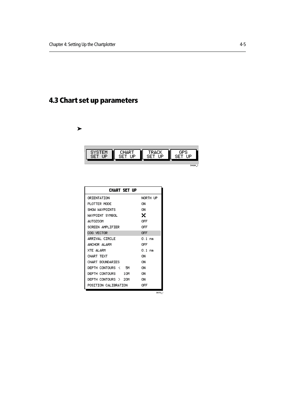 3 chart set up parameters | Raymarine RAYCHART 420D User Manual | Page 66 / 101