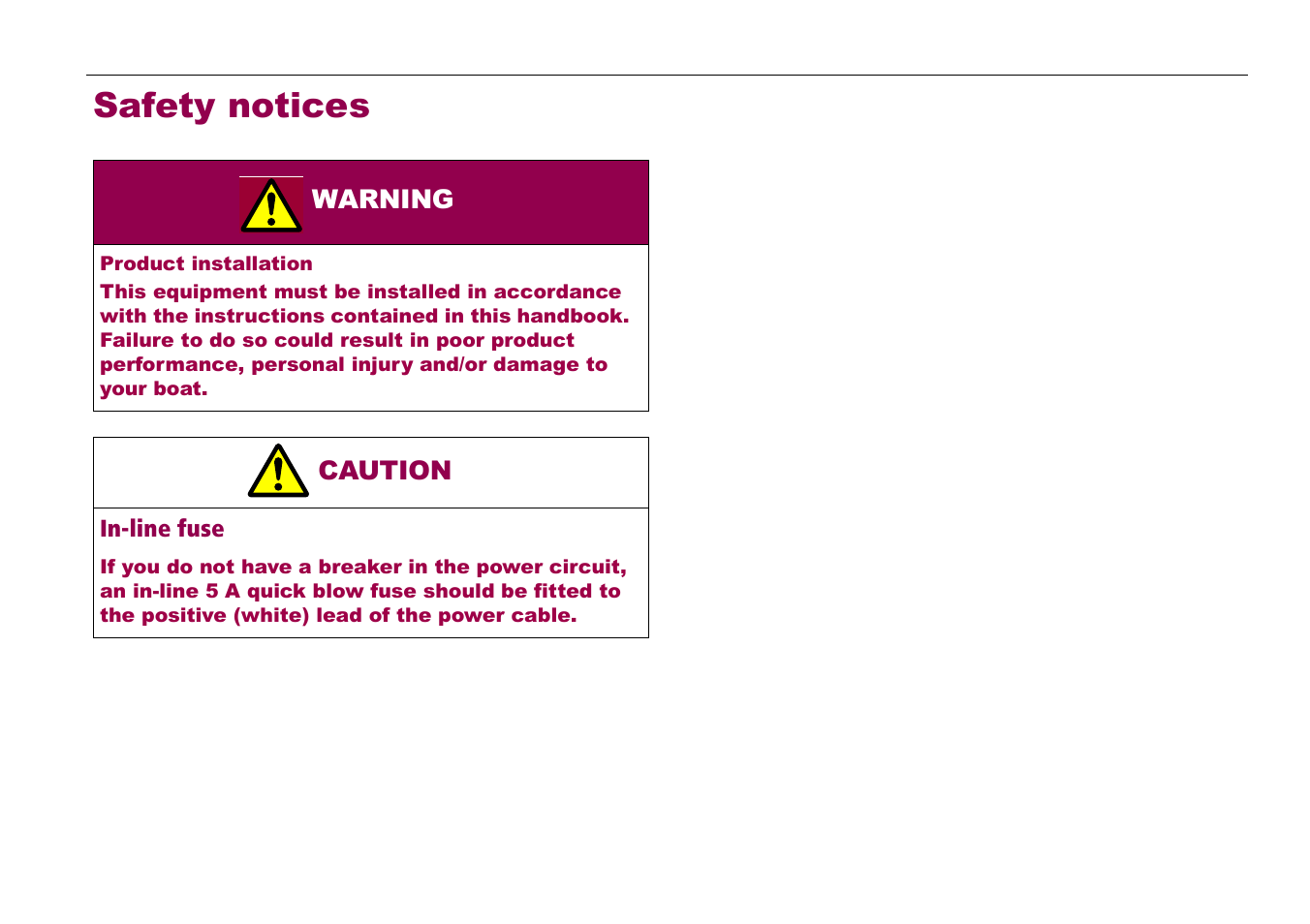 Safety notices, Warning, Caution | Raymarine 81285_1 User Manual | Page 3 / 18