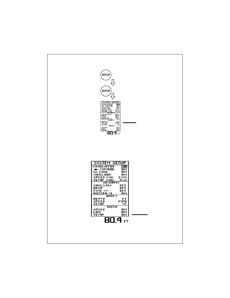 System setup display | Raymarine L365 User Manual | Page 60 / 83