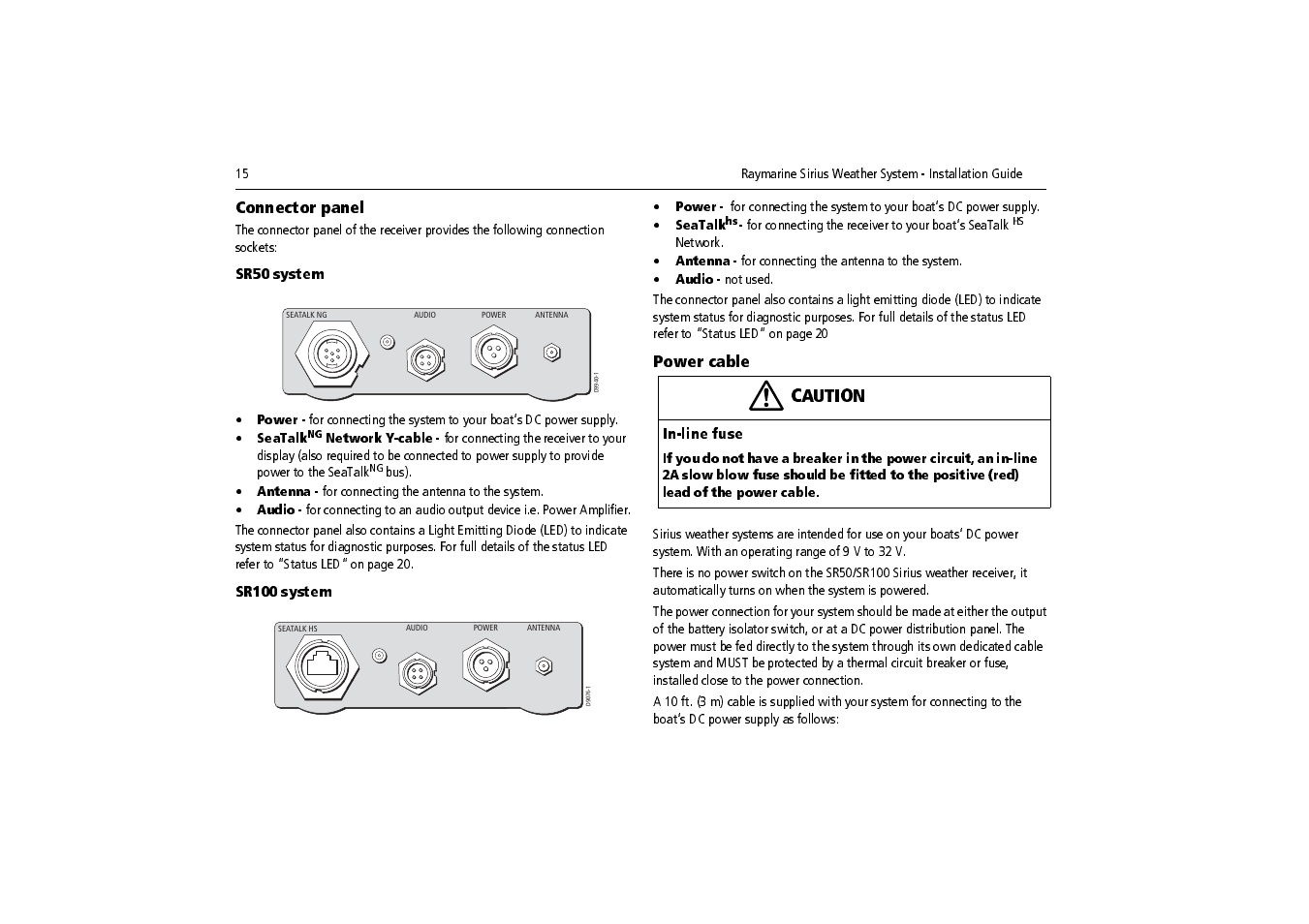 Sr50 system, Sr100 system | Raymarine SR100 User Manual | Page 18 / 48