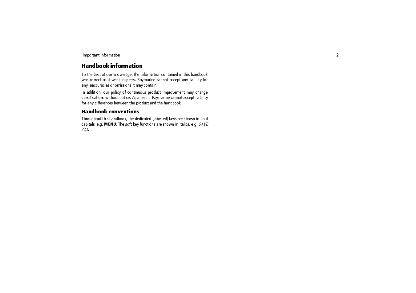 Handbook information | Raymarine SR100 User Manual | Page 5 / 48