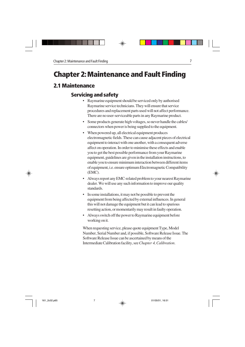 Chapter 2: maintenance and fault finding, 1 maintenance, Servicing and safety | Raymarine Compass Instrument ST40 User Manual | Page 16 / 45