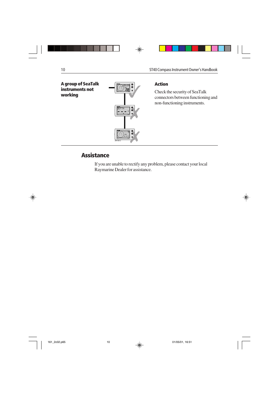 Assistance, 10 st40 compass instrument owner’s handbook | Raymarine Compass Instrument ST40 User Manual | Page 19 / 45