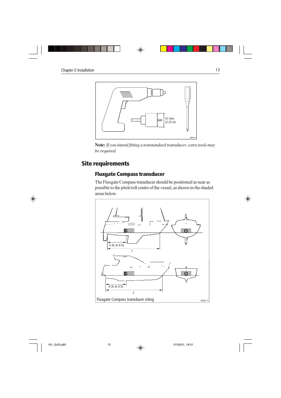 Site requirements, Fluxgate compass transducer | Raymarine Compass Instrument ST40 User Manual | Page 22 / 45