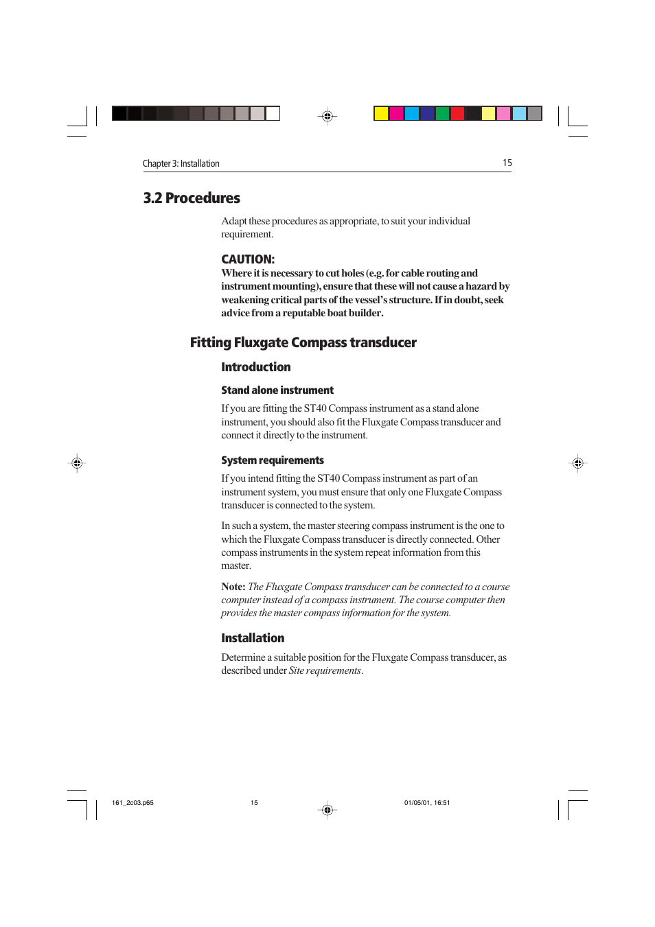 2 procedures, Fitting fluxgate compass transducer | Raymarine Compass Instrument ST40 User Manual | Page 24 / 45