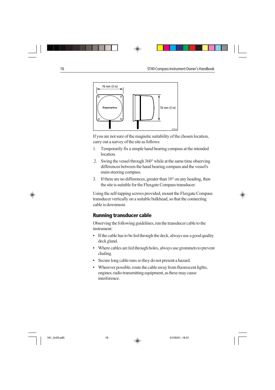 Running transducer cable | Raymarine Compass Instrument ST40 User Manual | Page 25 / 45