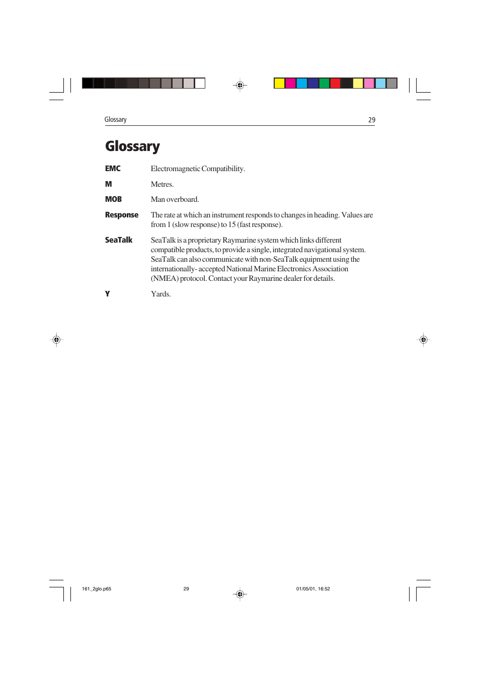 Glossary | Raymarine Compass Instrument ST40 User Manual | Page 38 / 45