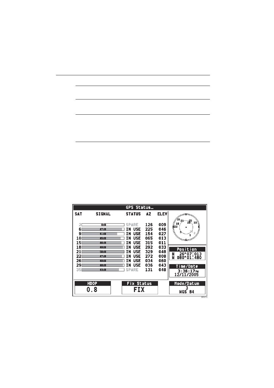 Fishfinder alarms setup, 10 gps status | Raymarine A65 User Manual | Page 36 / 100