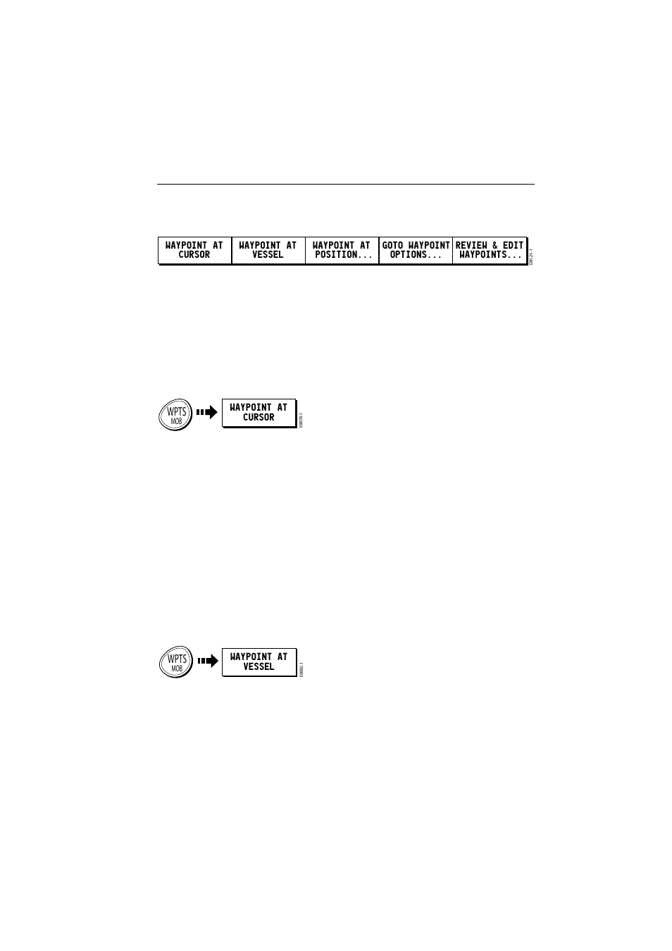 2 placing a waypoint, At the cursor, At current position | Wpts | Raymarine A65 User Manual | Page 47 / 100