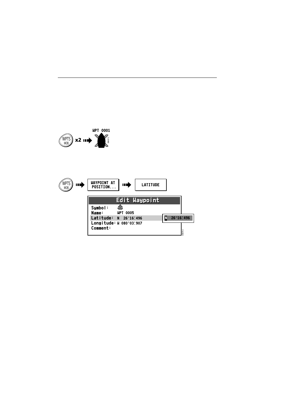 At a known position, Edit waypoint | Raymarine A65 User Manual | Page 48 / 100
